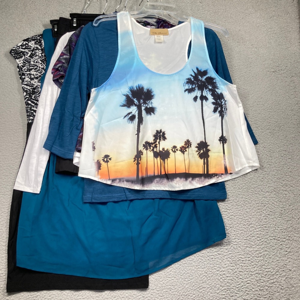 Mixed Clothing Tops, Dress, Shorts Lot Women Juniors Med Bundle of 7 Teal Black